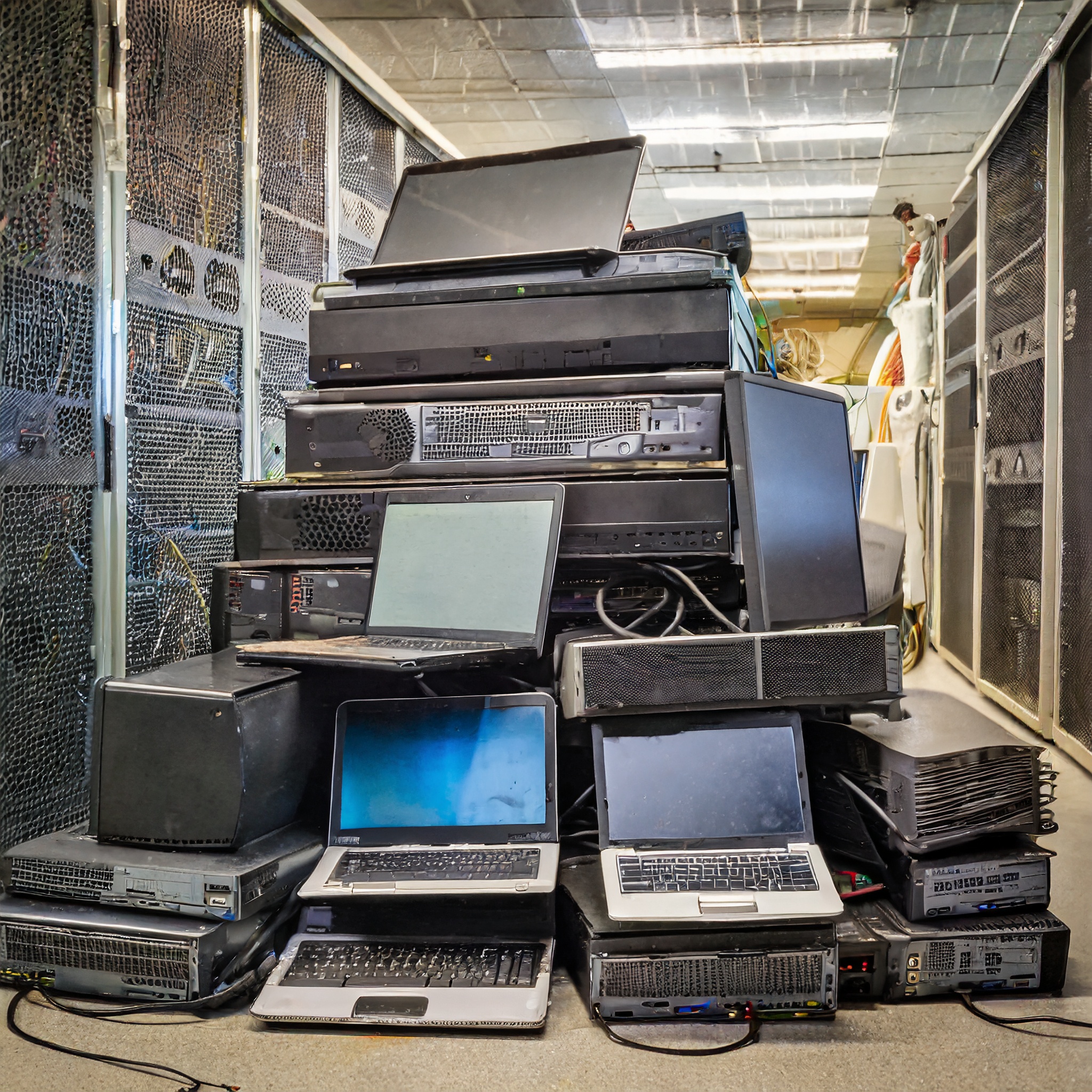 pile of old IT equipment